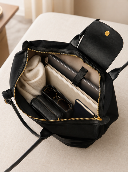 The Vienna Nylon & Leather Weekender Tote