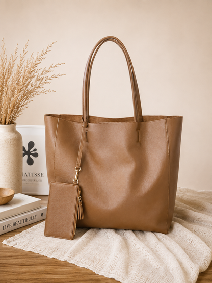 Capri Leather Travel Tote with Pouch