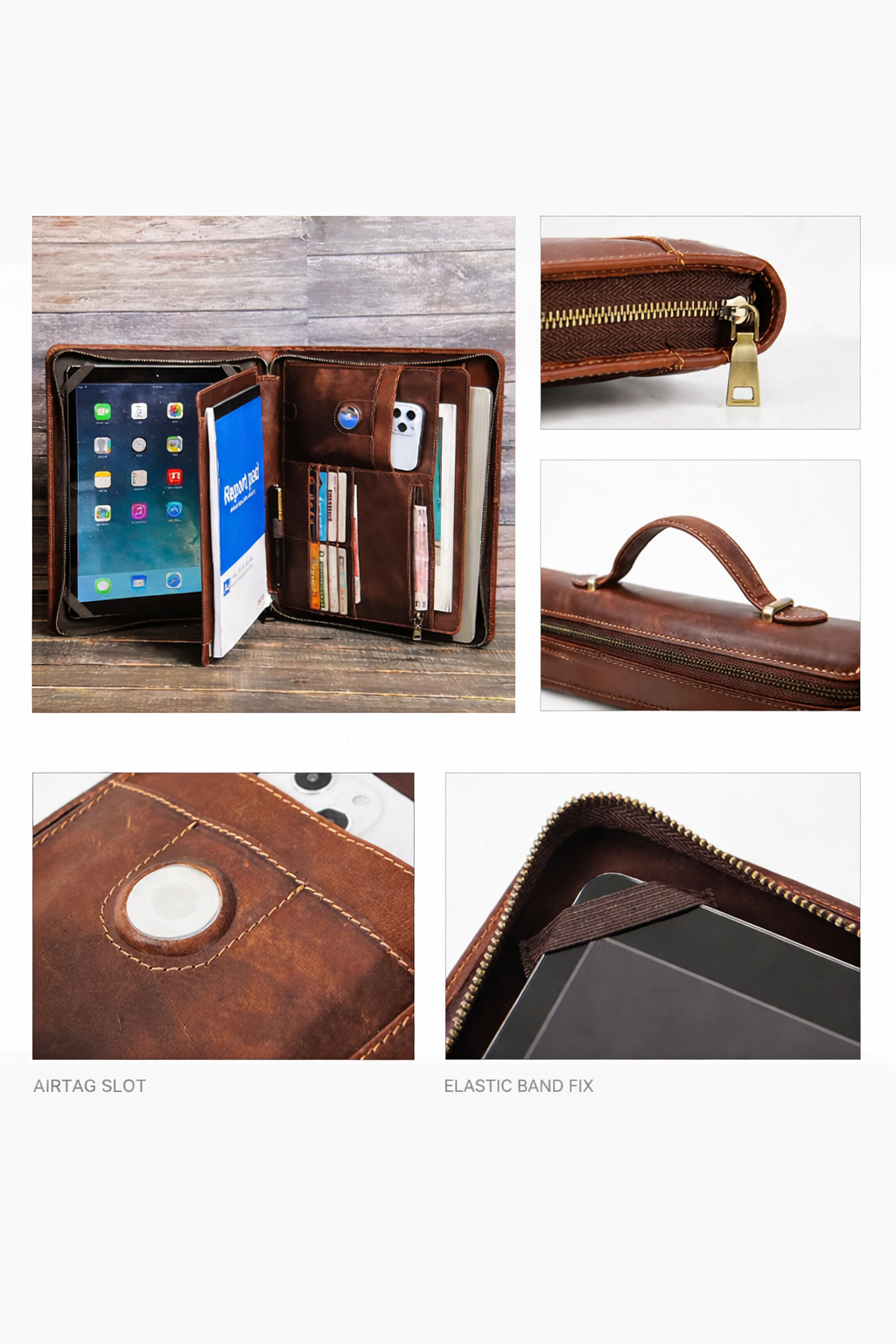 Travel Tracker Portfolio - Heritage Leather